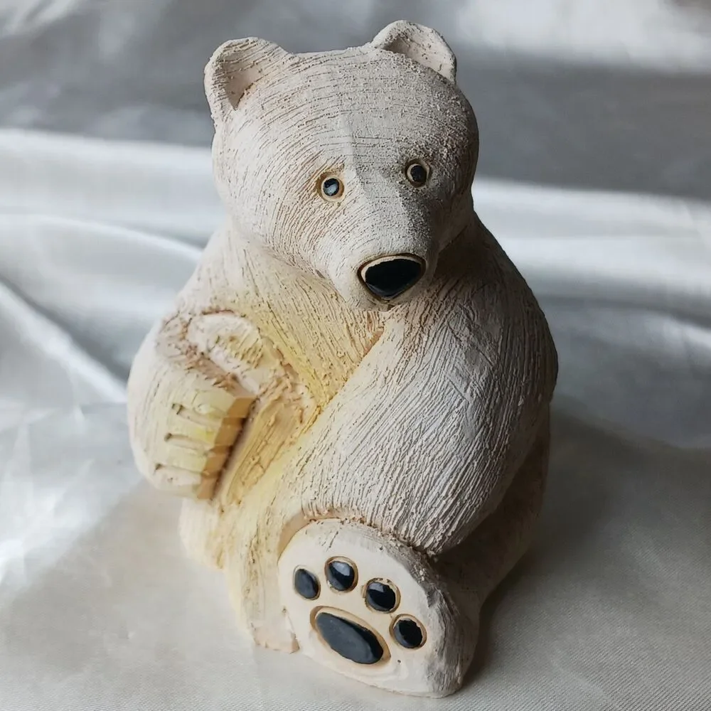 Vintage Artesania Rinconada Art Pottery Hand Crafted Clay Figurine-POLAR BEAR